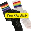  Over the Knee Jeweled Rainbow Glam Disco Socks (Black or White Rainbow)