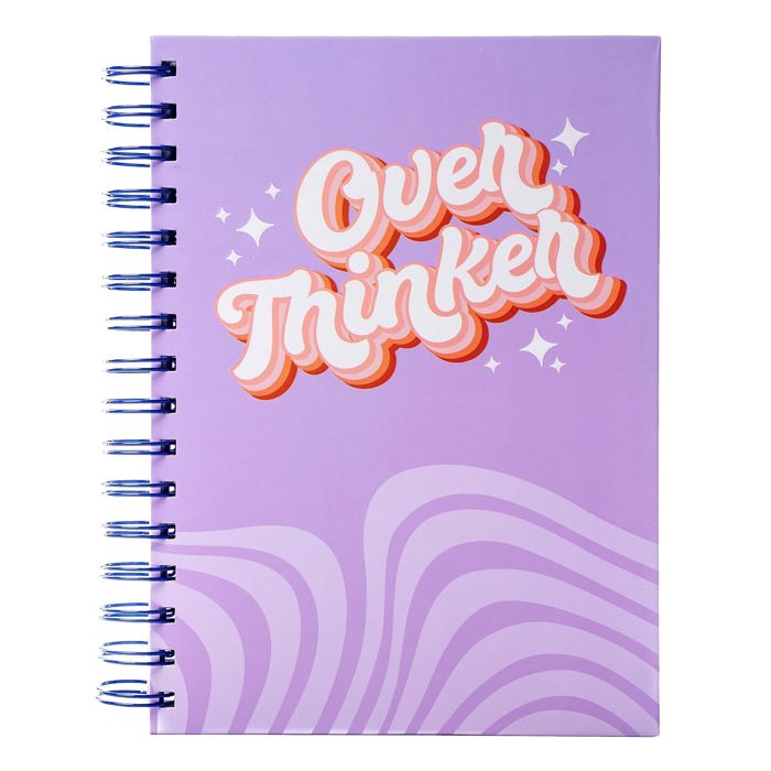 Overthinker Spiral Bound Notebook | Reflective Cover Journal | Retro Violet