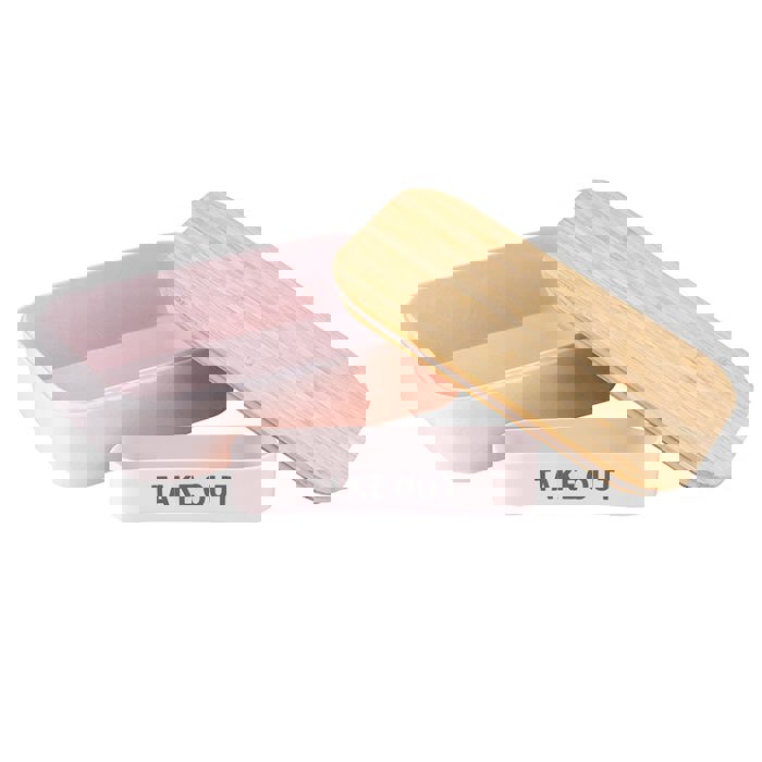 Pack of 3 Take Out Bamboo Lunch Box in Blush Pink | Eco-Friendly and Sustainable | 7.5" x 5" x 2"