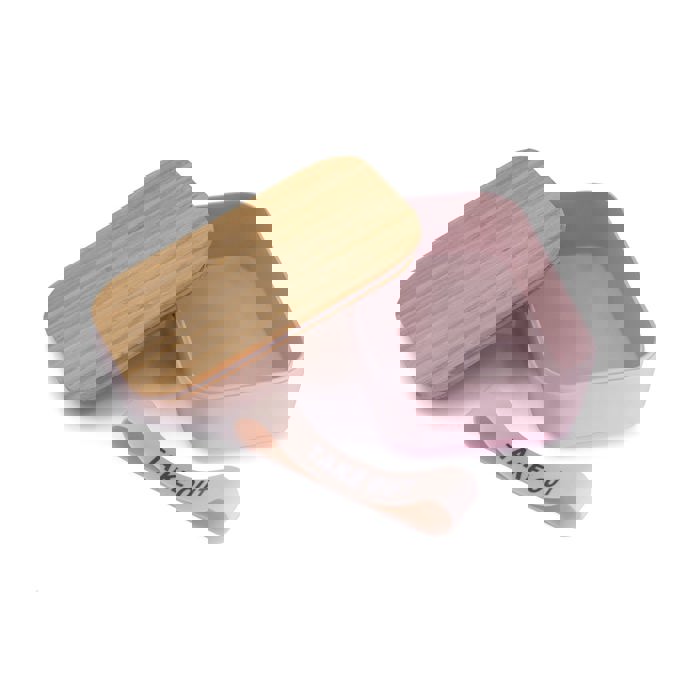 Pack of 3 Take Out Bamboo Lunch Box in Blush Pink | Eco-Friendly and Sustainable | 7.5" x 5" x 2"