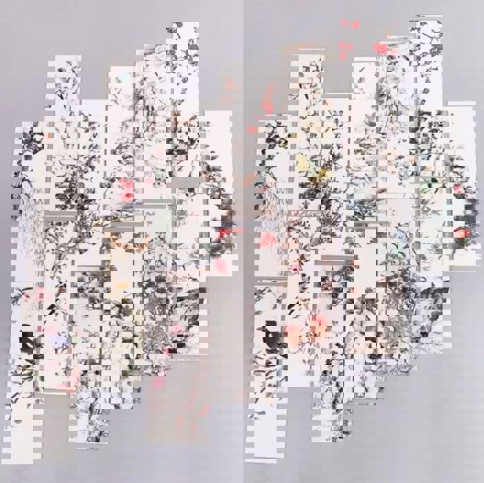 Painterly Flower and Bird Fine Art Style Bookmarks Pack of 30