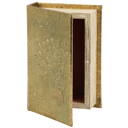 Peacock Metallic Gold Vintage Book Box | Faux Leather Wrap Book Shaped Storage Stash Trinket Box Vintage Book Box Stash Trinket Storage | Decorative Book-Shaped Storage