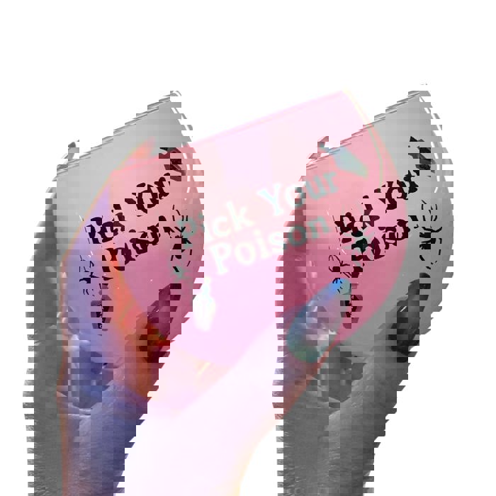 Pick Your Poison Roly Poly Tinted Glass in Pink | 13 oz. | Spooky Goth or Halloween Themed Cup