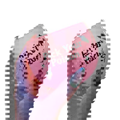 Pick Your Poison Roly Poly Tinted Glass in Pink | 13 oz. | Spooky Goth or Halloween Themed Cup