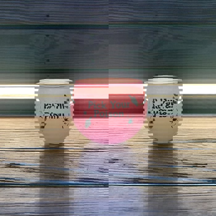 Pick Your Poison Roly Poly Tinted Glass in Pink | 13 oz. | Spooky Goth or Halloween Themed Cup