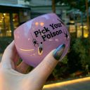  Pick Your Poison Roly Poly Tinted Glass in Pink | 13 oz. | Spooky Goth or Halloween Themed Cup