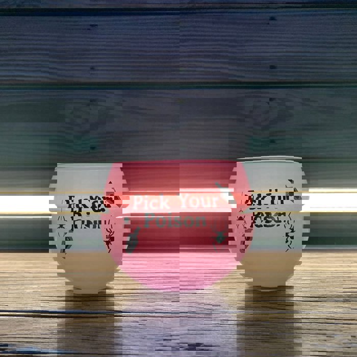 Pick Your Poison Roly Poly Tinted Glass in Pink | 13 oz. | Spooky Goth or Halloween Themed Cup