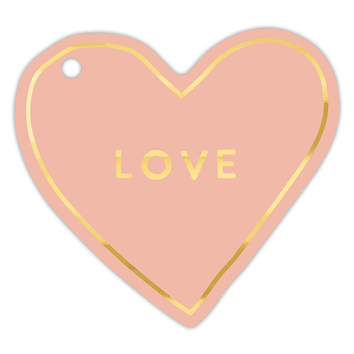 Pink Christmas Die-Cut Heart Gift Tag Book | 24 Gold Foil Blush Holiday Tags with Twine