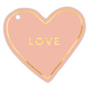  Pink Christmas Die-Cut Heart Gift Tag Book | 24 Gold Foil Blush Holiday Tags with Twine