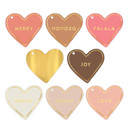  Pink Christmas Die-Cut Heart Gift Tag Book | 24 Gold Foil Blush Holiday Tags with Twine