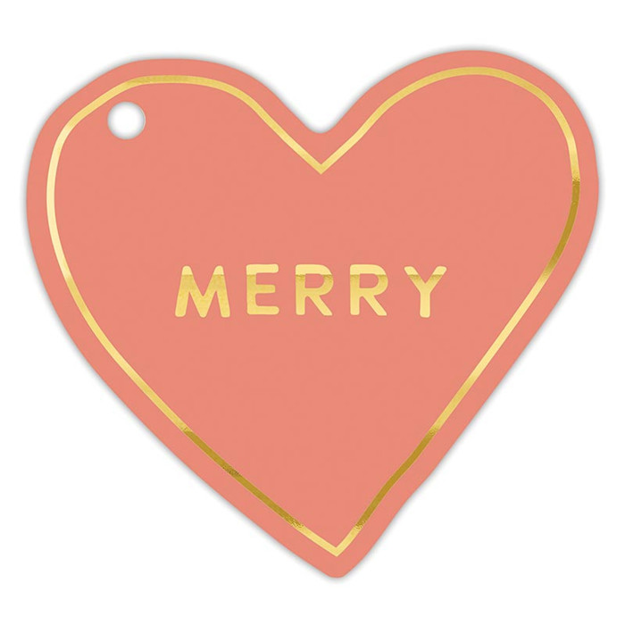 Pink Christmas Die-Cut Heart Gift Tag Book | 24 Gold Foil Blush Holiday Tags with Twine