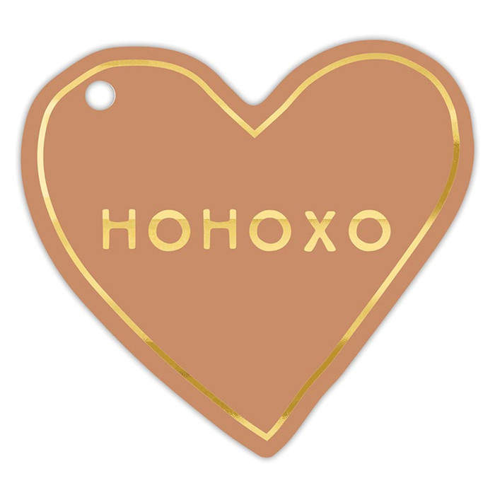 Pink Christmas Die-Cut Heart Gift Tag Book | 24 Gold Foil Blush Holiday Tags with Twine