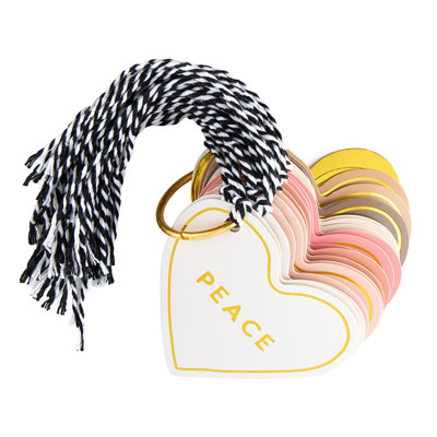 Pink Christmas Die-Cut Heart Gift Tag Book | 24 Gold Foil Blush Holiday Tags with Twine