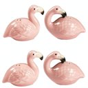  Pink Flamingo Salt & Pepper Set | 2 Sets, 4 Stoneware Pink Glazed Shakers