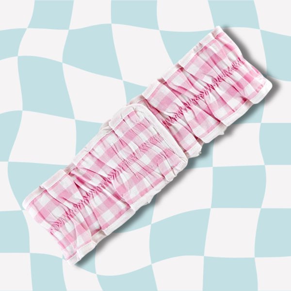 Pink Gingham Spa Head Band | Hair Band for Skincare Facial After Shower