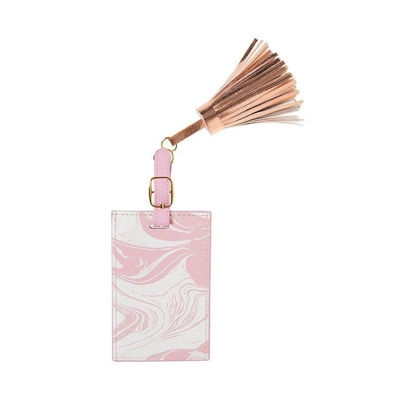 Pink and White Marble Travel Luggage Tag