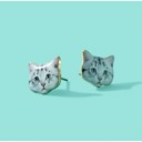  Plaintive Cat Face Stud Earrings