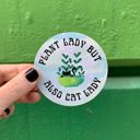 Plant Lady But Also Cat Lady Round Individual Vinyl Stickers for Water Bottle, Tumbler, Laptop Case - Funny and Cute Designs