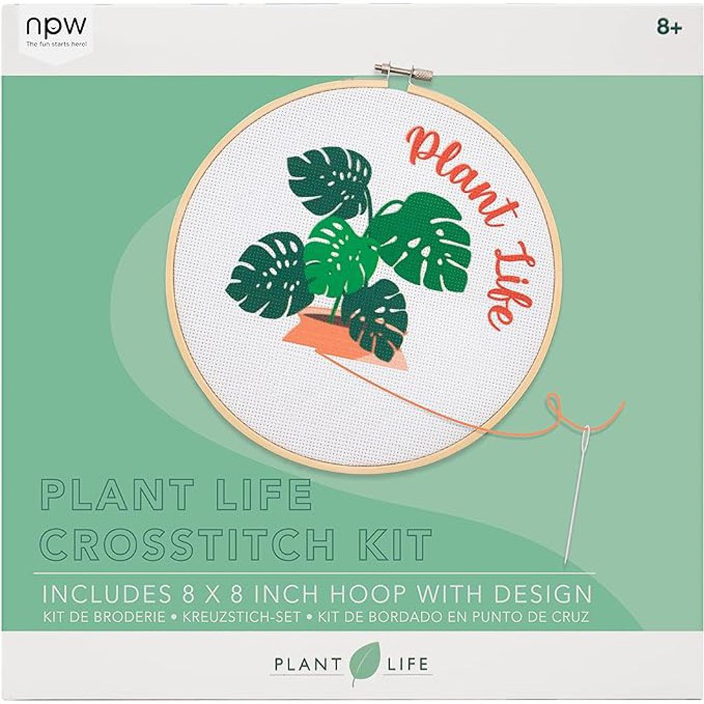 Cute Cross-Stitch Kits in Boxes: "This Took Forever", Plant Life, Cactus, Rainbow DIY Giftable Craft Kit with Hoop