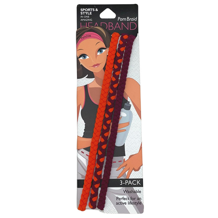 Pom Braid and Knotted Headbands | Nylon Hairband Hair Accessory | Workout Headband Packs and Singles