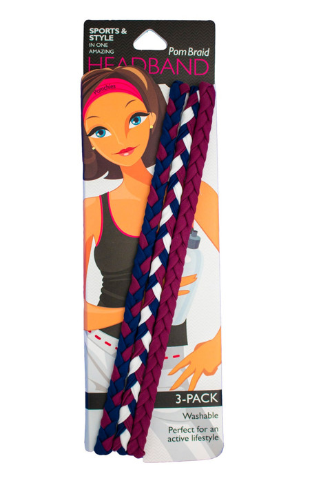 Pom Braid and Knotted Headbands | Nylon Hairband Hair Accessory | Workout Headband Packs and Singles