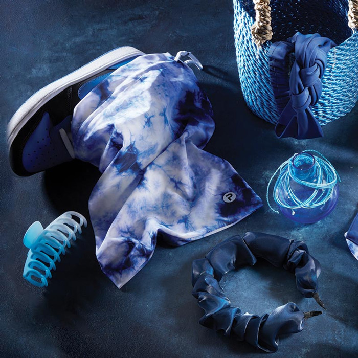 Pom Sack Shoe Bag in Indigo Tie Dye | Carry Around Drawstring Shoe Pouch | 10.4" x 14.5"