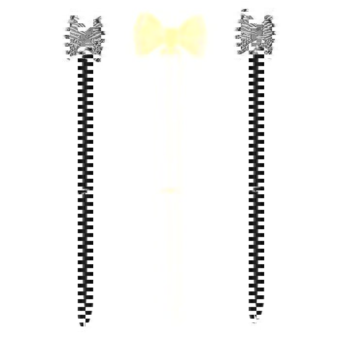 Pretty Refillable Bow Pen | Black and Metallic Gold Single Pen | Novelty Office Supplies