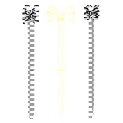 Pretty Refillable Striped Bow Pen |  Warm Grey Gold Single Pen
