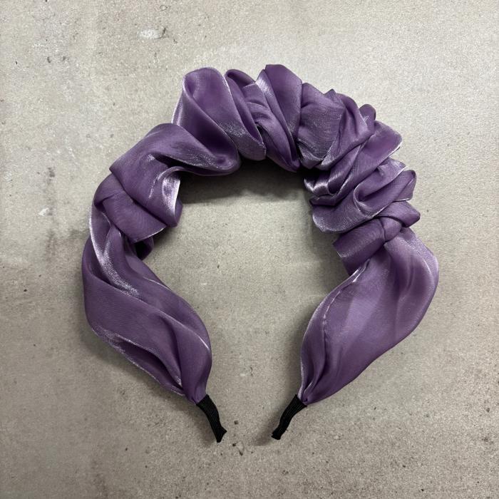 Purple Chiffon Headband | Poly Satin Headpiece Hair Accessory | 6.25''