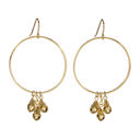  Dangle Hoop Gem Earrings - 6 Color Options |  Cut Glass Gemstones Fashion Jewelry