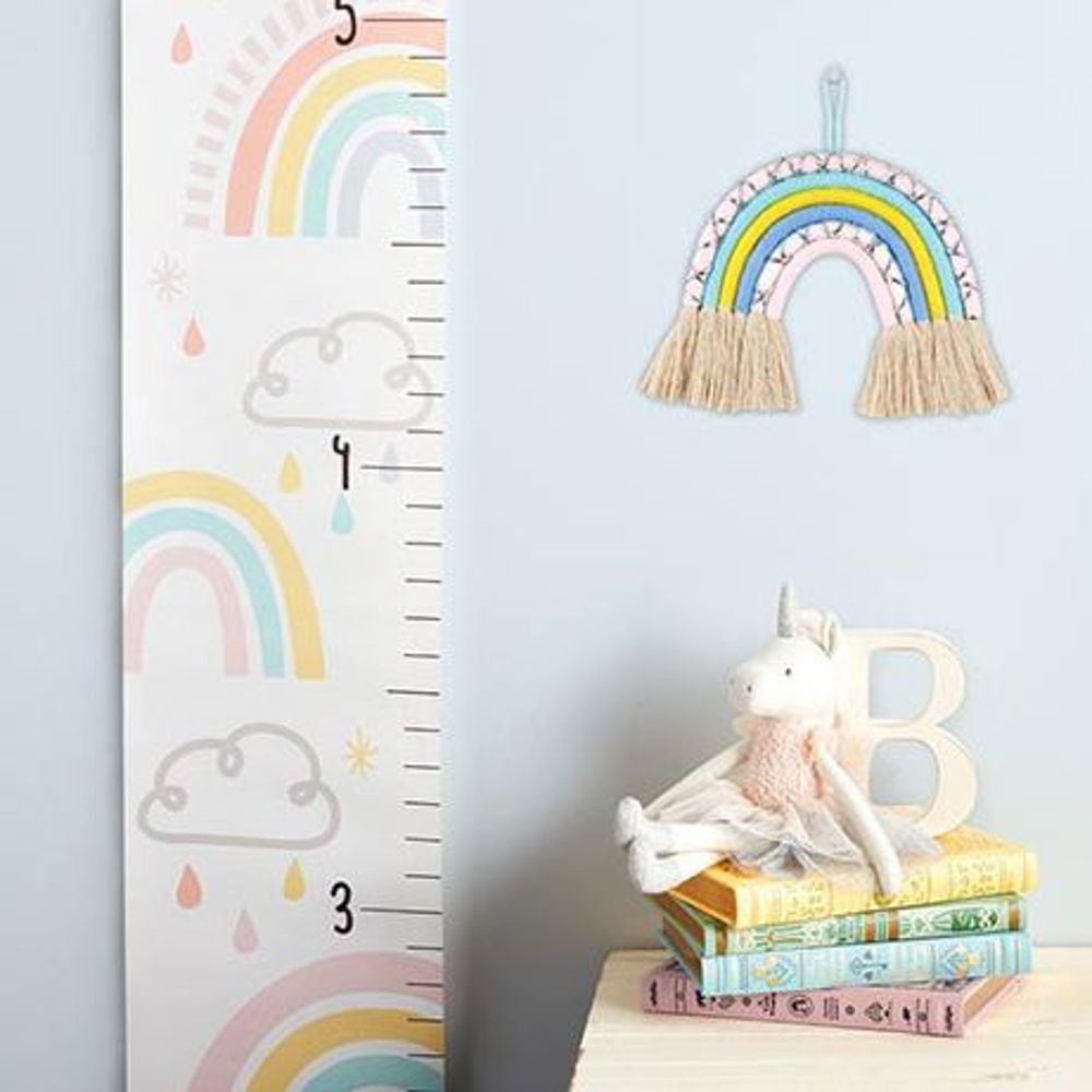 Rainbow 🌈 Kids Growth Chart | 65" Long Hanging Canvas Height Chart | Nursery Decoration