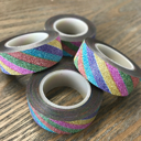  Rainbow Stripe Glitter Washi Tape