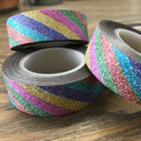  Rainbow Stripe Glitter Washi Tape