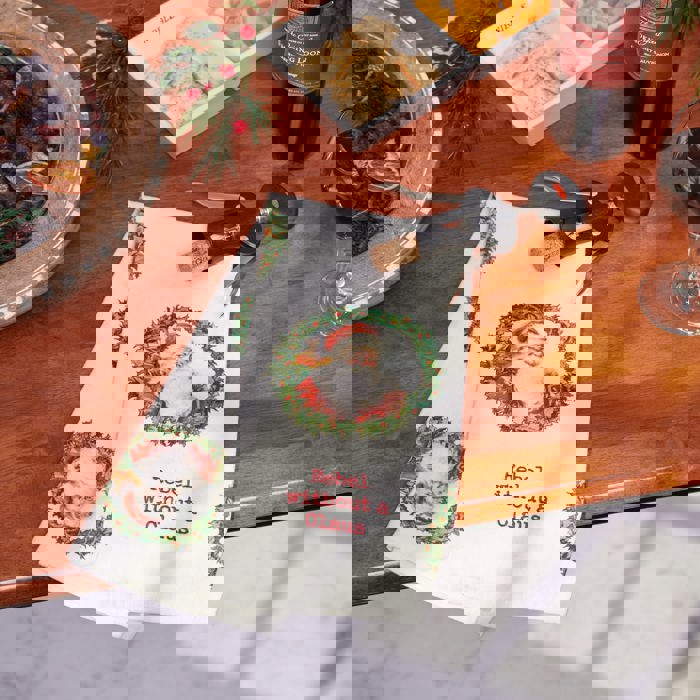 Rebel Without A Claus Kitchen Towel | Christmas-themed Cotton Hand Tea Dish Cloth | 18" x 28"