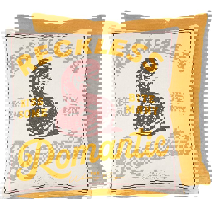 Reckless Romantic Kiss Some Bite Many Rattlesnake Throw Pillow | Western Themed Cushion |  16" x 16"
