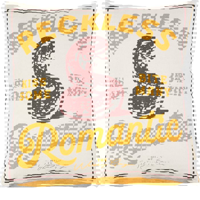 Reckless Romantic Kiss Some Bite Many Rattlesnake Throw Pillow | Western Themed Cushion |  16" x 16"