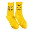 Yellow Retro 1980s Happy Face Trippy Fun Groovy Themed Socks - 80's Colorful Retro Socks