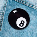  Retro 8 Ball Pin 1.4" Stylish Metal Alloy Brooch | Billiards Ball in Black and White
