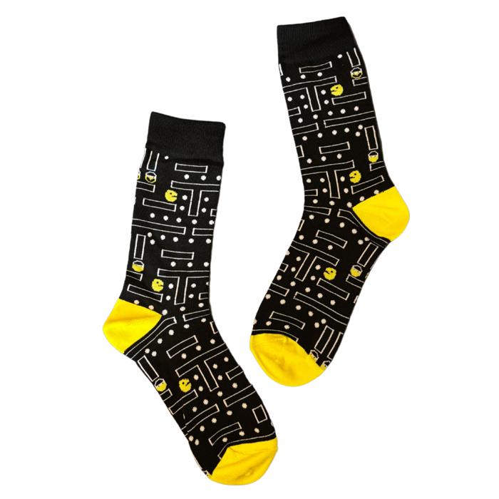 Retro Gamer Unisex Crew Socks in Black and Yellow