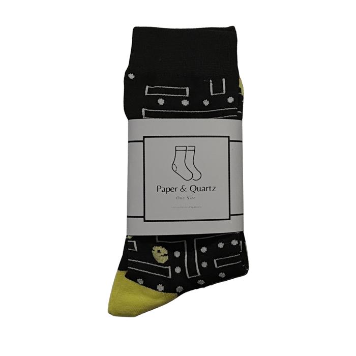 Retro Gamer Unisex Crew Socks in Black and Yellow