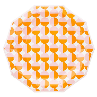 Retro Rounds Decagon Paper Plates | Durable Party Plates | 9"
