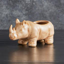 Rhino Ceramic Planter | Wild Safari Hippo Shaped Succulents Flower Pot | 4.5" x 2" Animal Shaped Plant Pots - Fish, Zebra, Walrus, Giraffe, Hedgehog, Llama and more