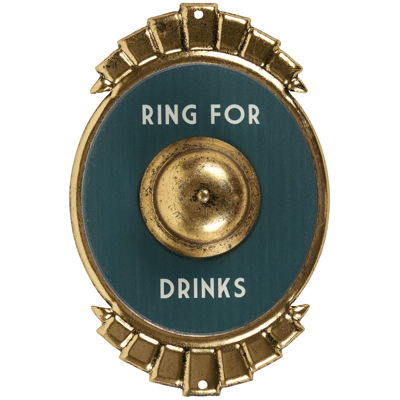 Ring For Drinks Metallic Gold Accents Metal Wall Decor | Vintage Alcohol Hanging Metal Display | 7" x 11"