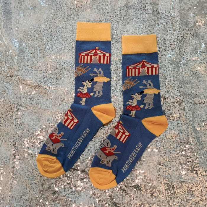 Ringmaster Of The Shit Show Funny Socks | Blue Circus Graphic Crew Socks