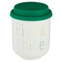 Rise & Shine Plant Themed Ceramic To Go Mugs with Silicone Lids and Sleeves | Gift for Her 