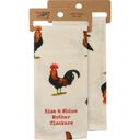  Rise & Shine Mother Cluckers Dish Cloth Towel | Cotten Linen Novelty Tea Towel | Embroidered Text | 18" x 28"