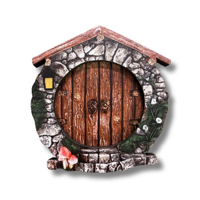 Mini Fairy Door | 4" Tall Faux Faerie Elf Door Outdoor Garden Decor