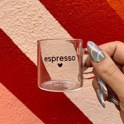 Espresso Glass Espresso Cup | Coffee Tea Clear Mug | Tiny Heart Design