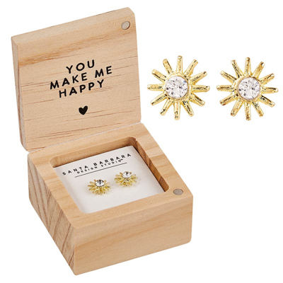 You Are My Sunshine Treasure Box Earrings | Sun-shaped Stud Earrings in a Box | Gift for Her