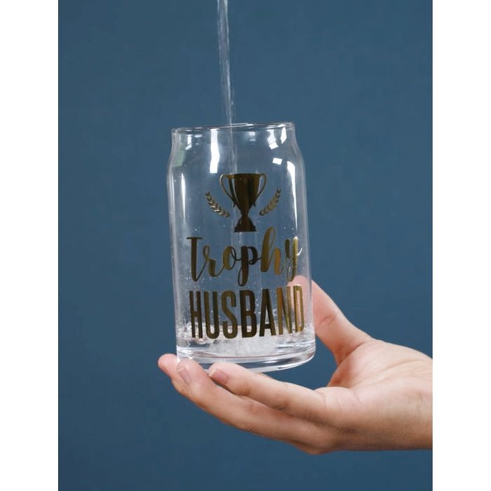 Trophy Husband Beer Glass with Gold Lettering | 15 oz. Unique Gift for Men